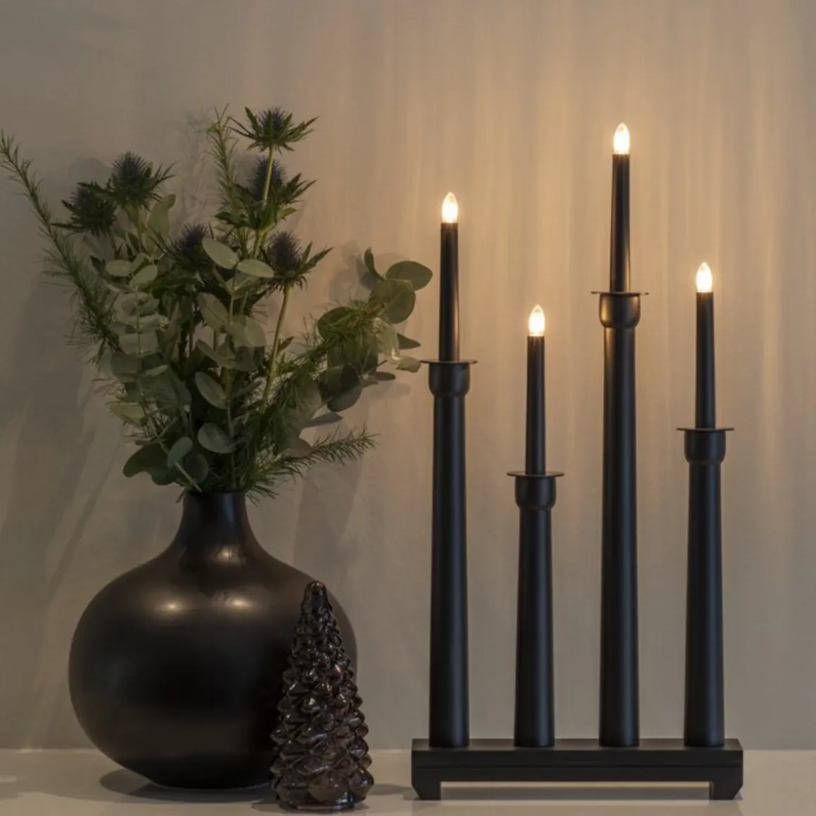 Adventsstake 4 armer - Svart