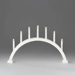 Adventsstake 7 armet buet - Hvit