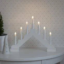 Adventsstake 7 lys på batteri - Hvit