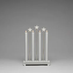 Adventsstake med stjerner - Lys grå
