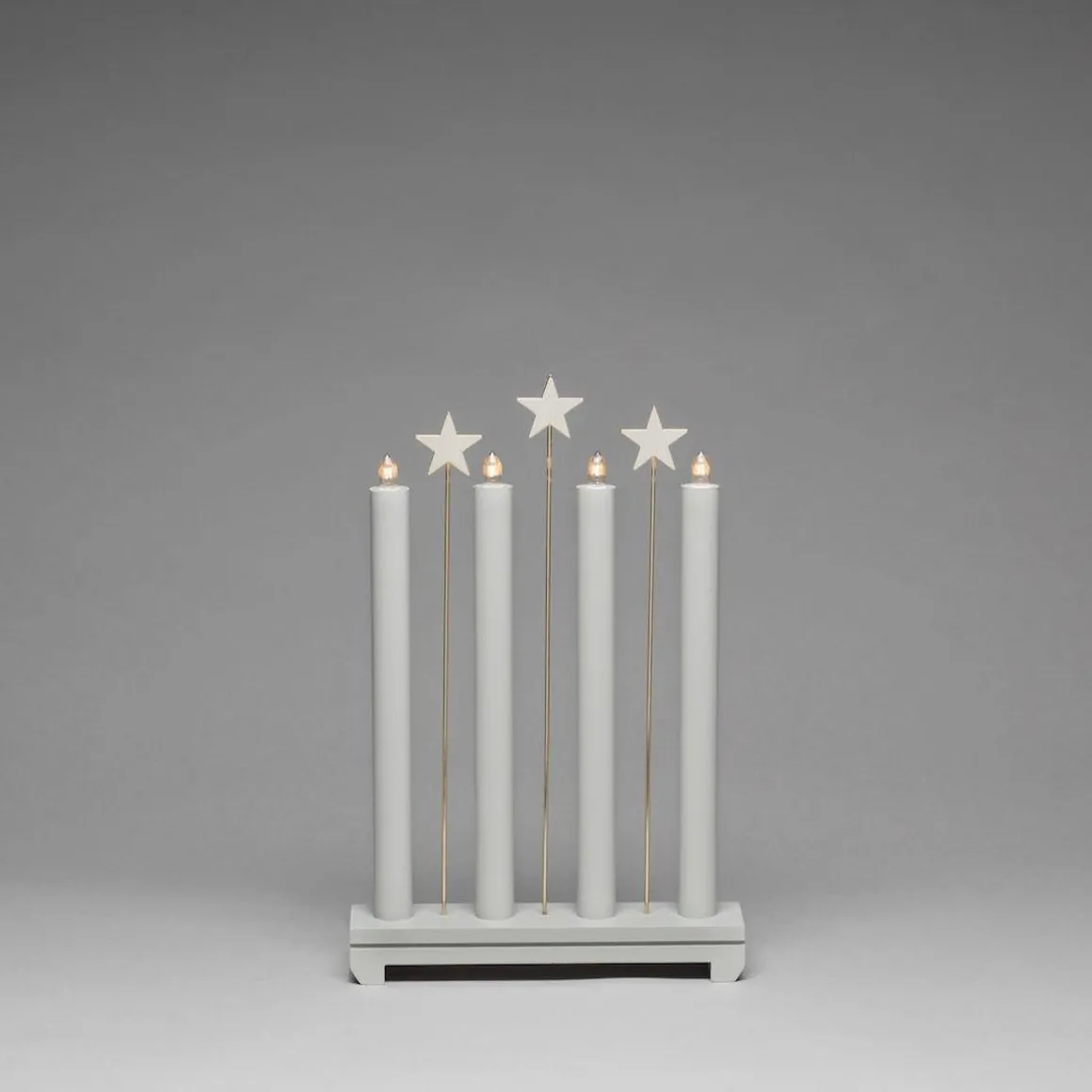 Adventsstake med stjerner - Lys grå