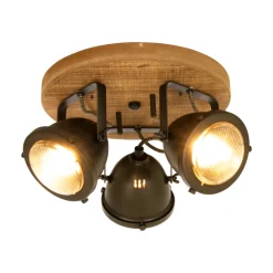 Alaska rund taklampe - Jerngrå/tre