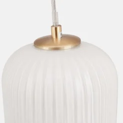 Alessia takpendel 15 cm ribbet glass - Opal/Messingfarget