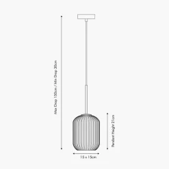 Alessia takpendel 15 cm ribbet glass - Opal/Messingfarget