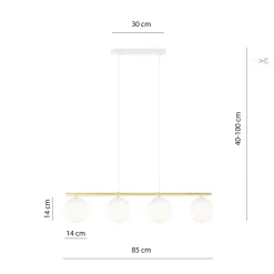 Allora takpendel 4-lys - Hvit/Opal/Gullfarget