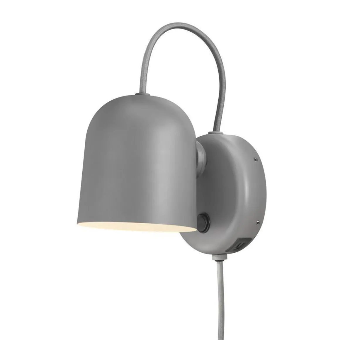 Angle vegglampe med USB - Grå