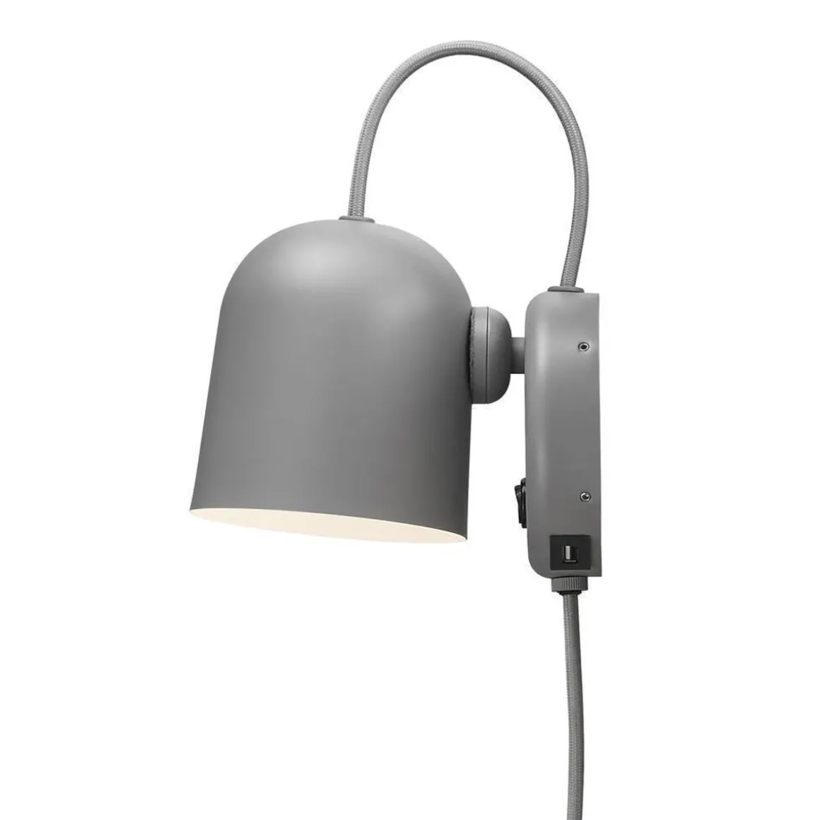 Angle vegglampe med USB - Grå
