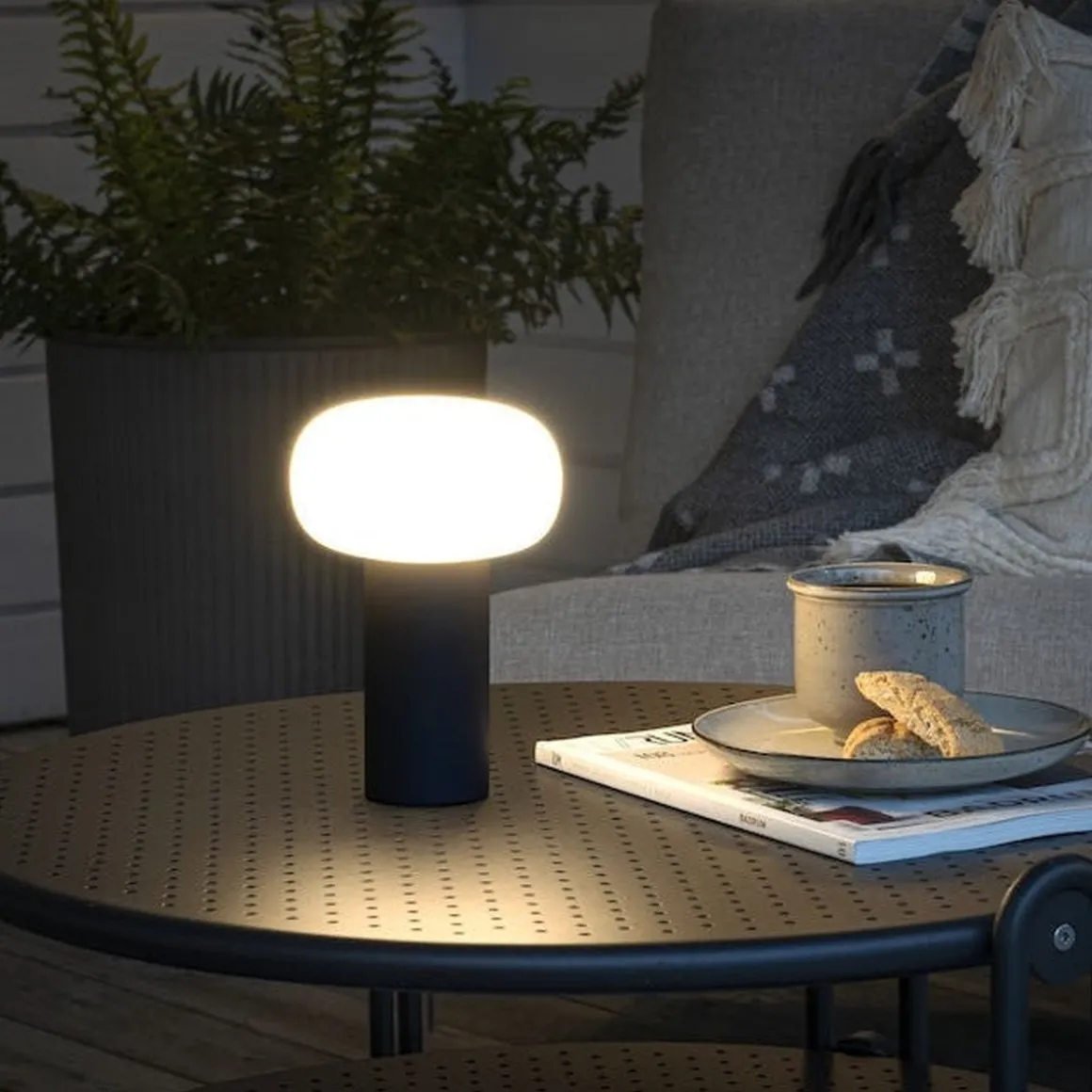 Antibes oppladbar bordlampe 2700/3000/4000K og RGB IP54 Dimbar - Antrasitt grå