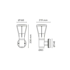 Arco Air utendørs vegglampe 6W Dimbar - Grafitt