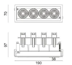 Aria mini flex K4 downlight justerbar 4x5W 3000K RA90 Dimbar - Hvit