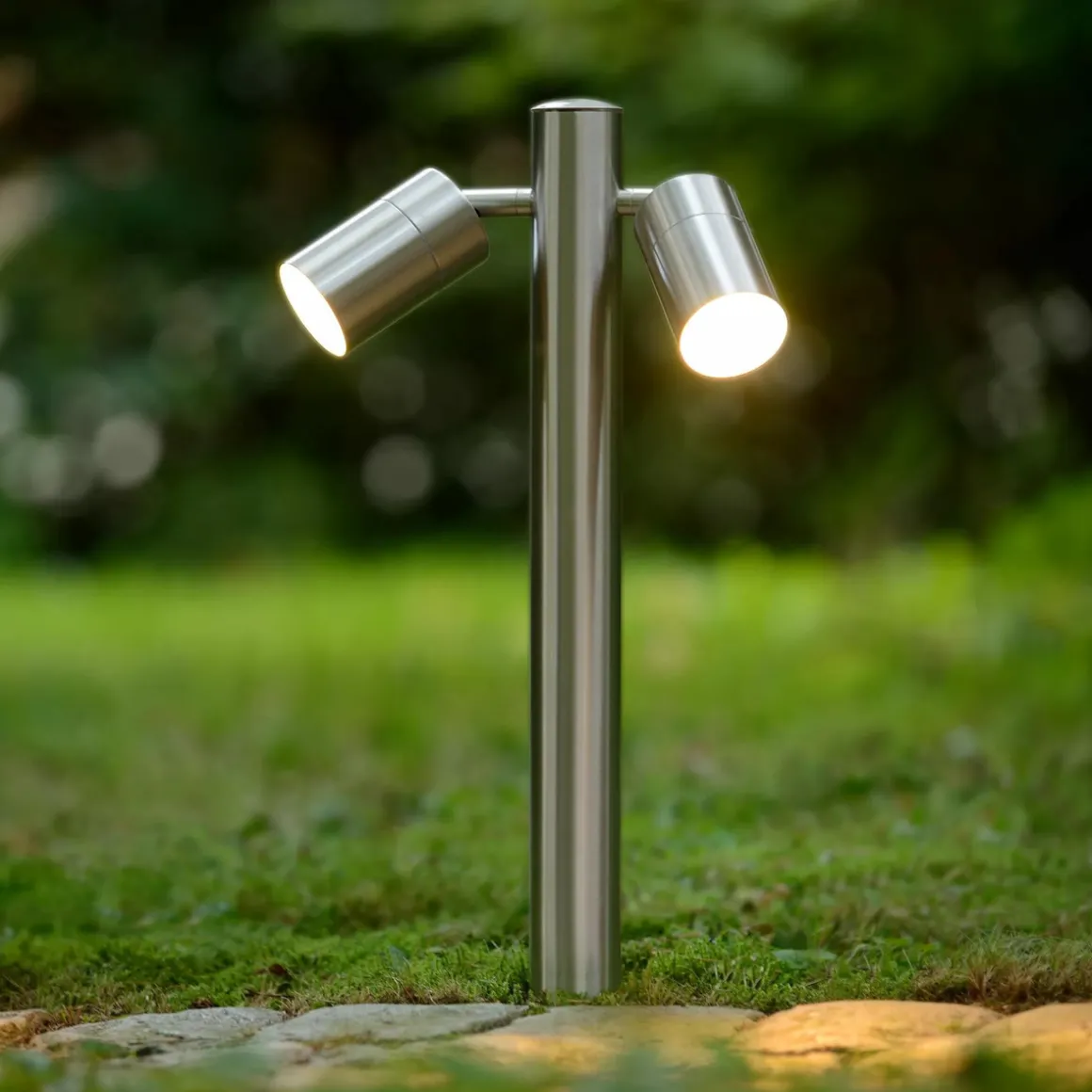 Arne pullert utendørs 2 arm IP44 GU10 50 cm - Satin Krom