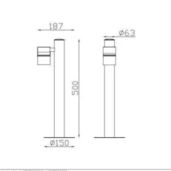 Arne pullert utendørs IP44 GU10 50 cm - Satin Krom