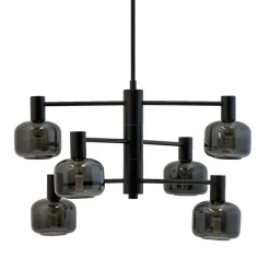 Arp takpendel 6-lys - Svart/Røykfarget