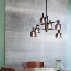 Arp takpendel 6-lys - Svart/Røykfarget