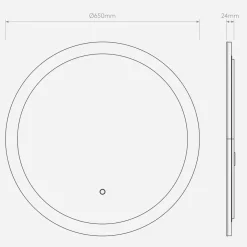 Ascot 650 rundt speil for baderom IP44 27W Led 2700-6000 Kelvin