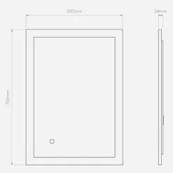 Ascot 700 speil for baderom IP44 28,9W Led 2700-6000 Kelvin 70x50 cm
