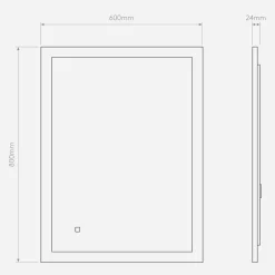 Ascot 800 speil for baderom IP44 50W Led 2700-6000 Kelvin 80x60 cm
