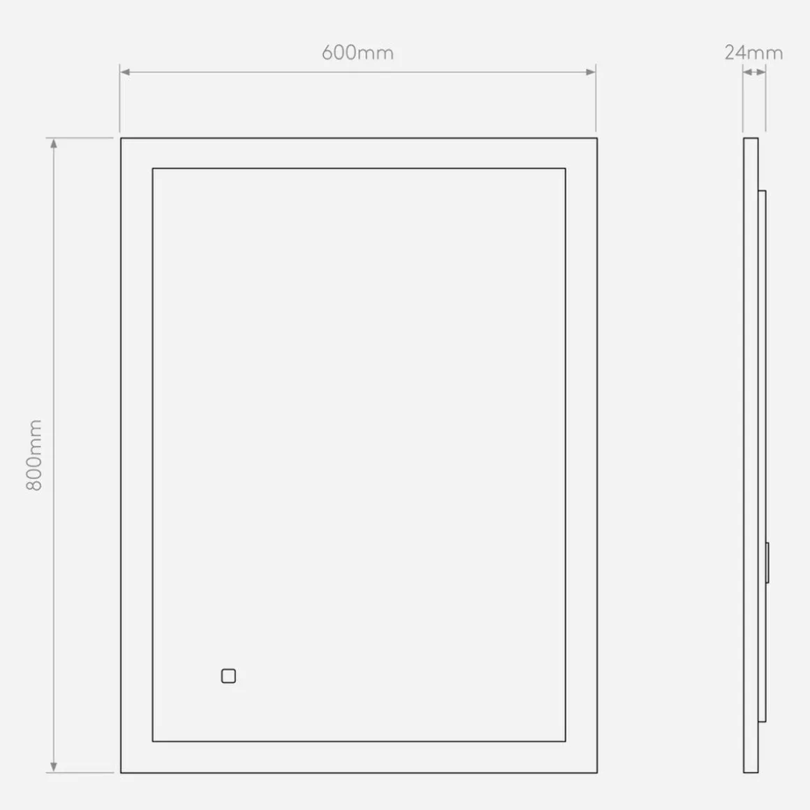 Ascot 800 speil for baderom IP44 50W Led 2700-6000 Kelvin 80x60 cm