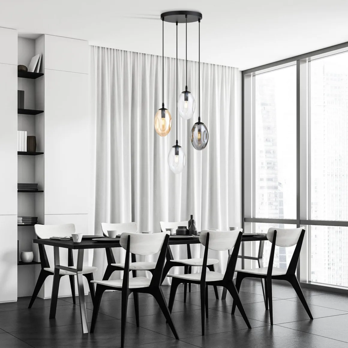 Astral rondell takpendel 4-lys - Svart/Mix