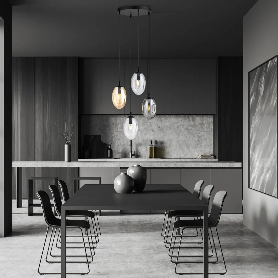 Astral rondell takpendel 4-lys - Svart/Mix