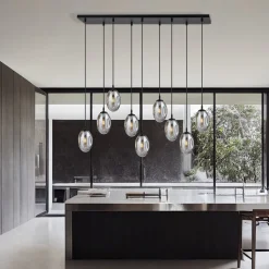 Astral takpendel 9-lys - Svart/Røykfarget