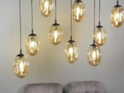 Astral takpendel 9-lys - Svart/Røykfarget