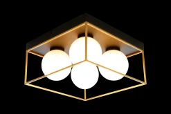 Astro taklampe 28x28 - Svart/opal/gullfarget