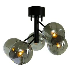 Atom taklampe - Svart/Røykfarget