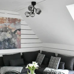 Atom taklampe - Svart/Røykfarget