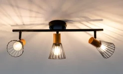 Atticus tak-/vegglampe 3 lys - Svart/Trefarget