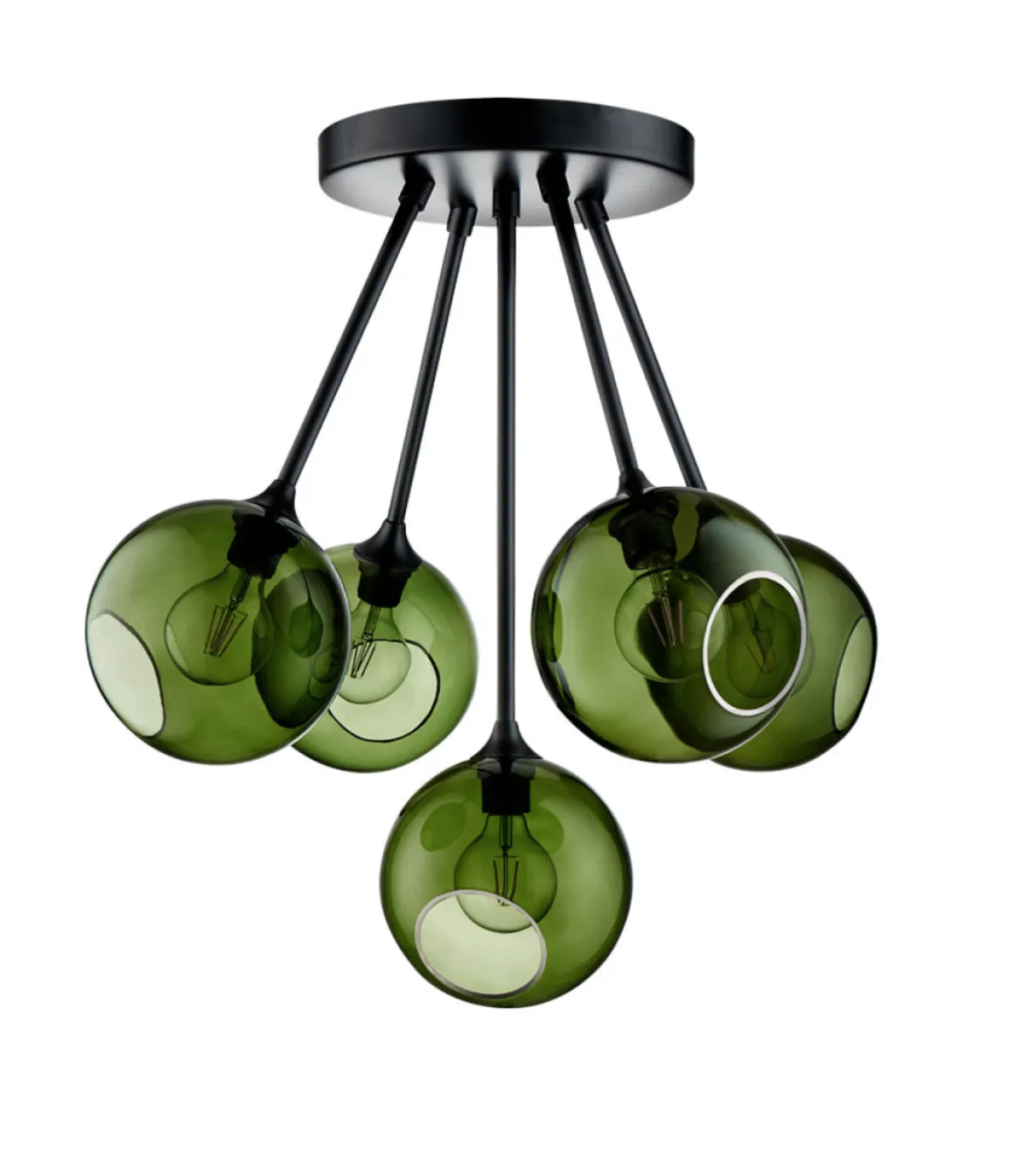 Ballroom Molecule taklampe - svart base/grønn glass