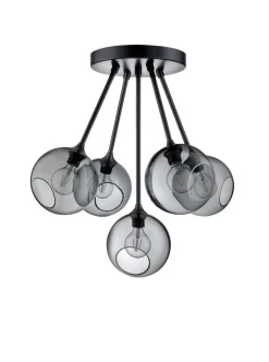 Ballroom Molecule taklampe - svart base/sotet glass