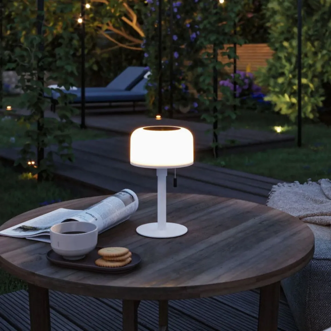 Bartja bordlampe oppladbar via USB eller solcelle 2700 Kelvin IP44