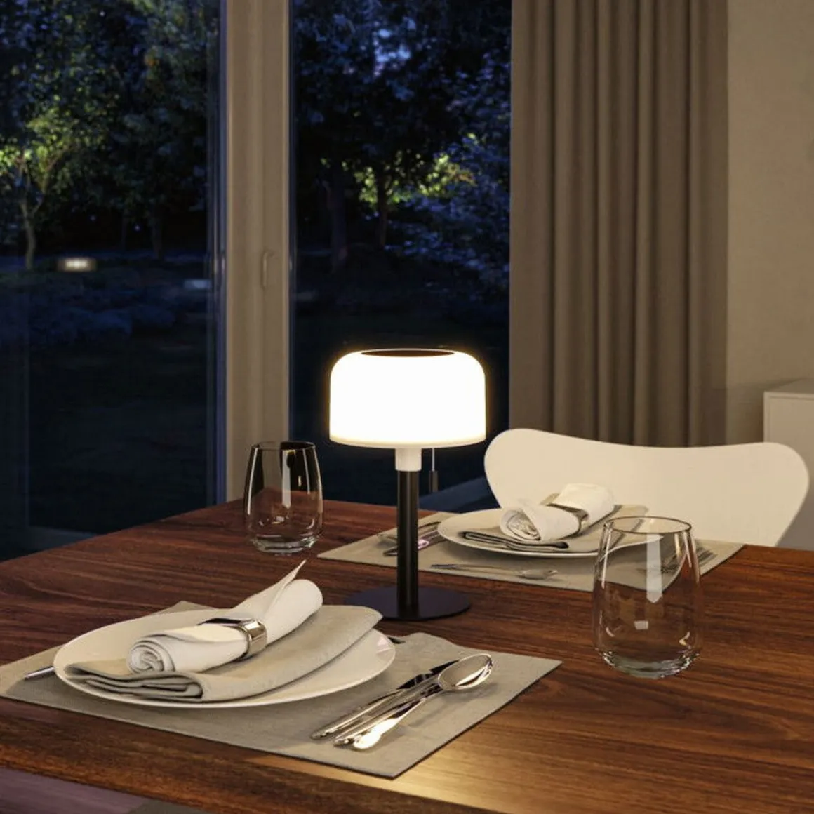 Bartja bordlampe oppladbar via USB eller solcelle 2700 Kelvin IP44