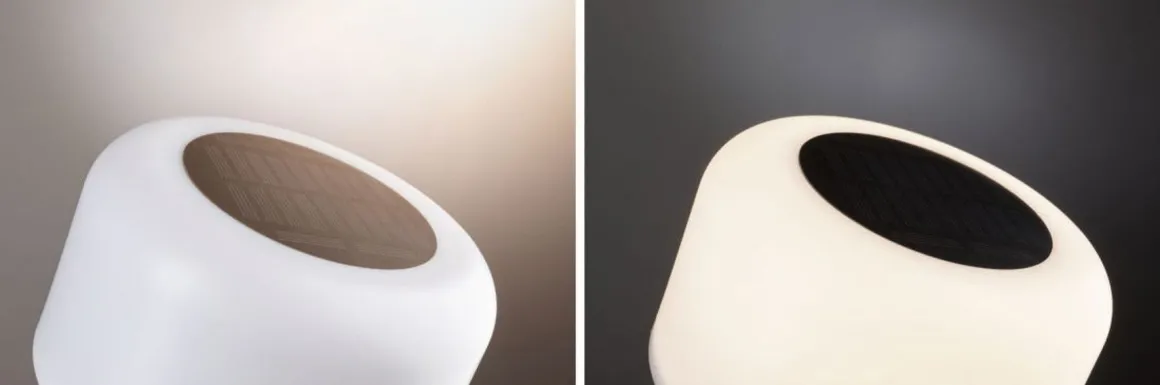 Bartja bordlampe oppladbar via USB eller solcelle 2700 Kelvin IP44