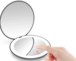 Beauty Hand oppladbart sminkespeil med lys - Svart