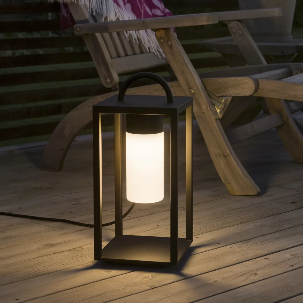 Bologna lanterne 45,5 cm - Svart/Opalhvit