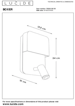 Boxer vegglampe 10W 3000 Kelvin m/USB - Svart