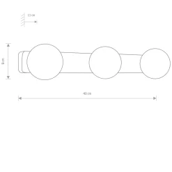 Brazos trippel vegglampe IP44 - Opal/Sort
