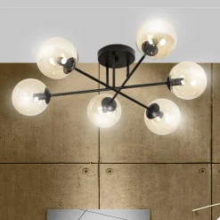 Brendi rund taklampe 6 lys - Svart/Amberfarget