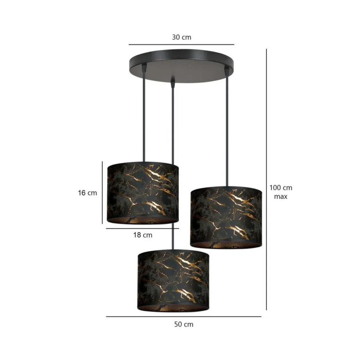 Broddi rondell takpendel 3 skjermer - Svart