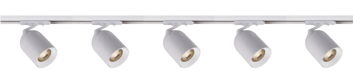 Bullet 2 meter spottskinne med 5 spotter 1T GU10 - Pure white