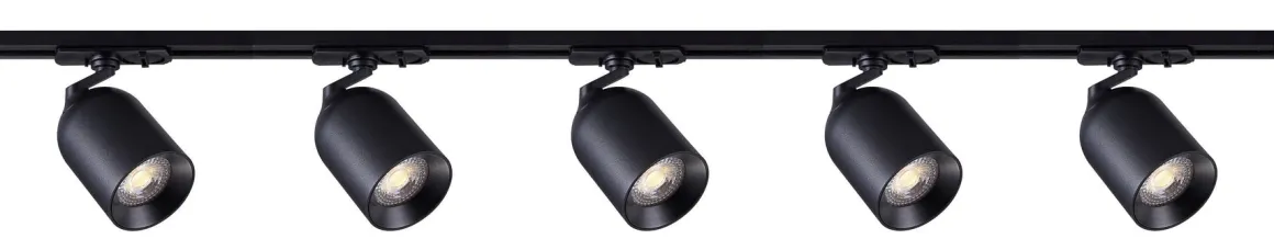 Bullet 2 meter spottskinne med 5 spotter 1T GU10 - Svart