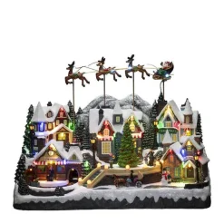 By med flyvende rensdyr, nisse og musikk LED