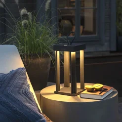 Cannes lanterne bord/gulv IP54 oppladbar - Svart