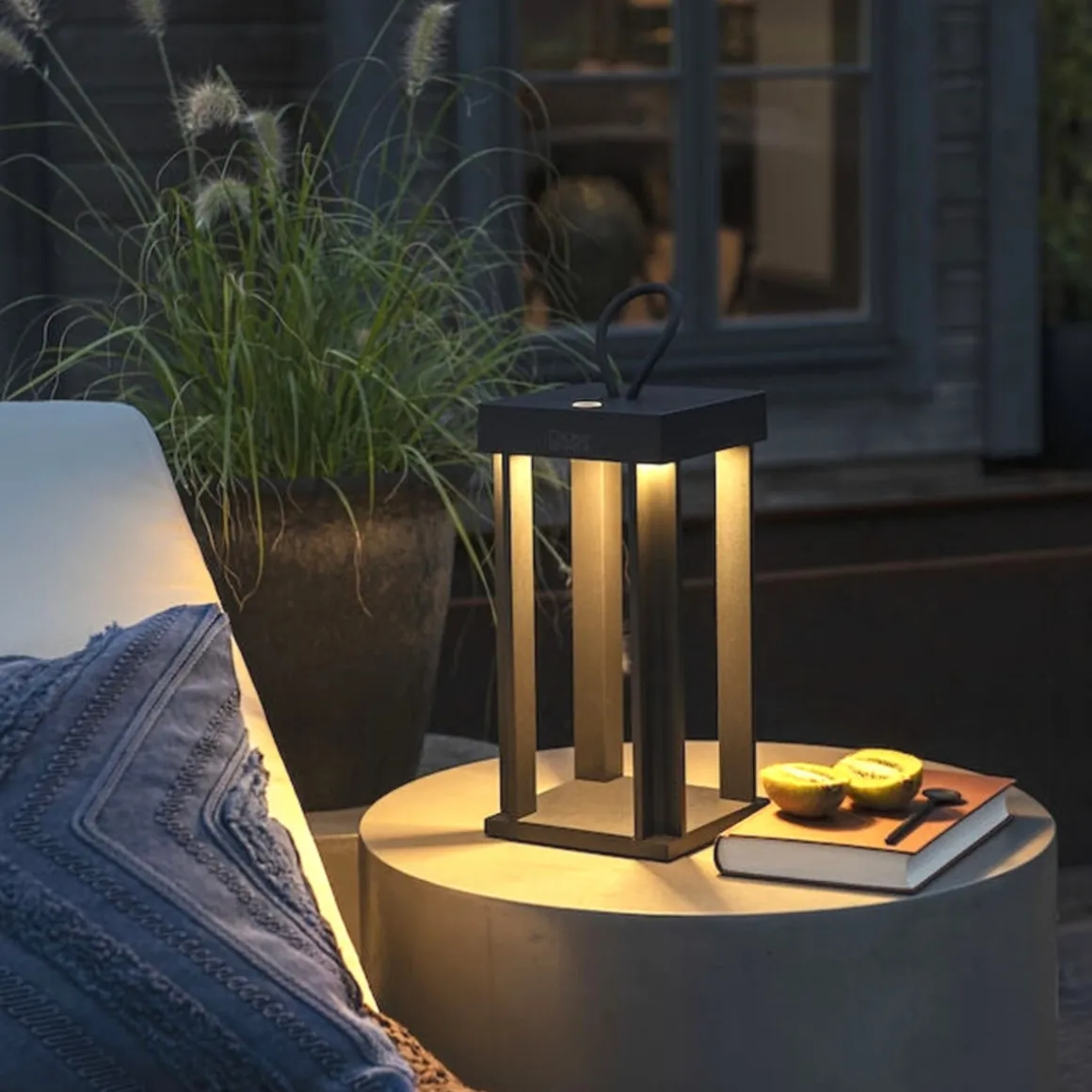 Cannes lanterne bord/gulv IP54 oppladbar - Svart