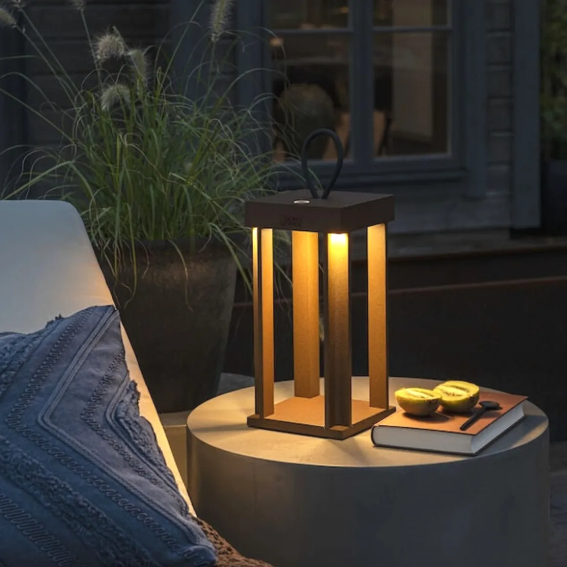 Cannes lanterne bord/gulv IP54 oppladbar - Rustfarget