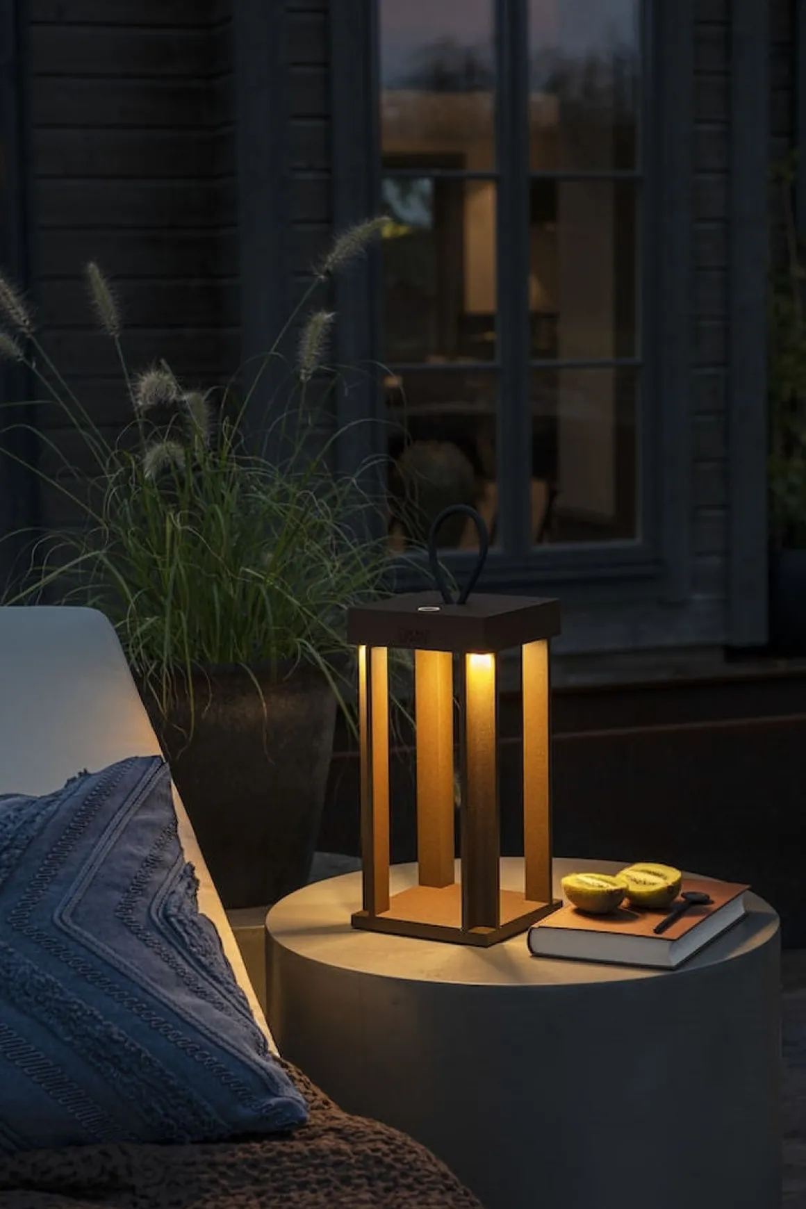 Cannes lanterne bord/gulv IP54 oppladbar - Rustfarget