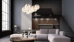 Chester takpendel 35 cm - Messing/Amberfarget glass