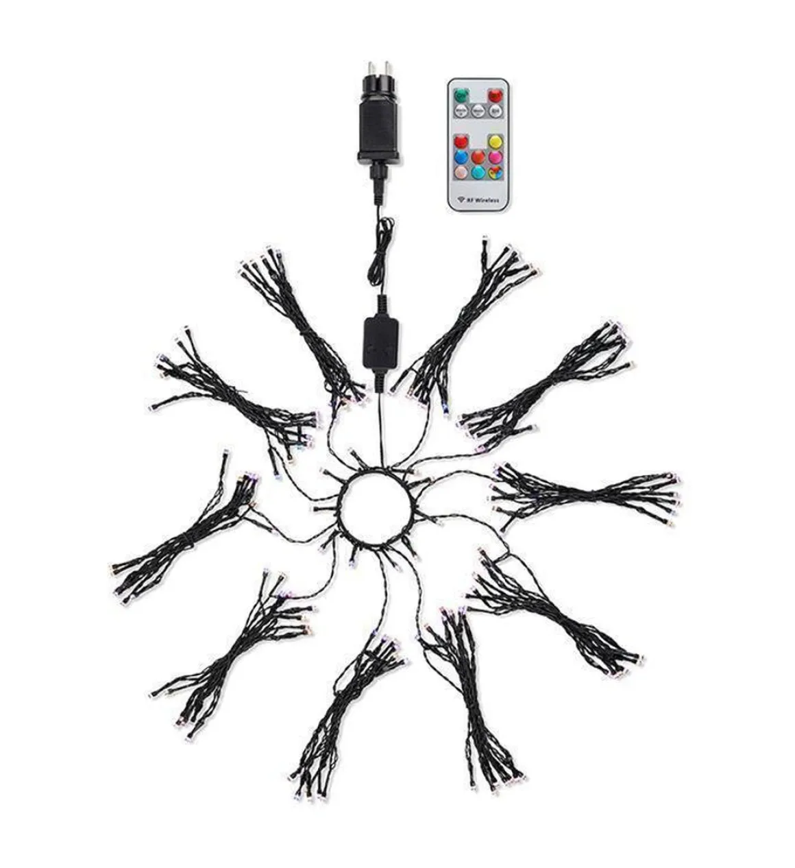 Choice ringslynge for utendørsbruk 2 meter 160 lys IP44 m/fjernkontroll - Flerfarget - Svart
